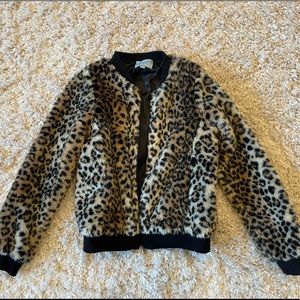 Anthropologie Leopard print bomber jacket